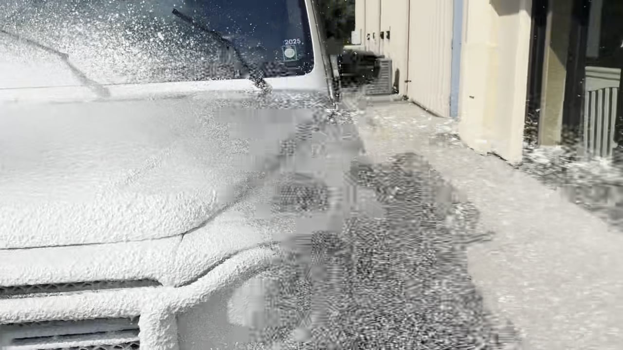 Snow-foam wash on a Mercedes-Benz G-Wagon during a mobile detail